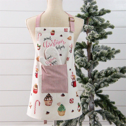 6 Child's Apron And Mitt Set - Sweet Christmas