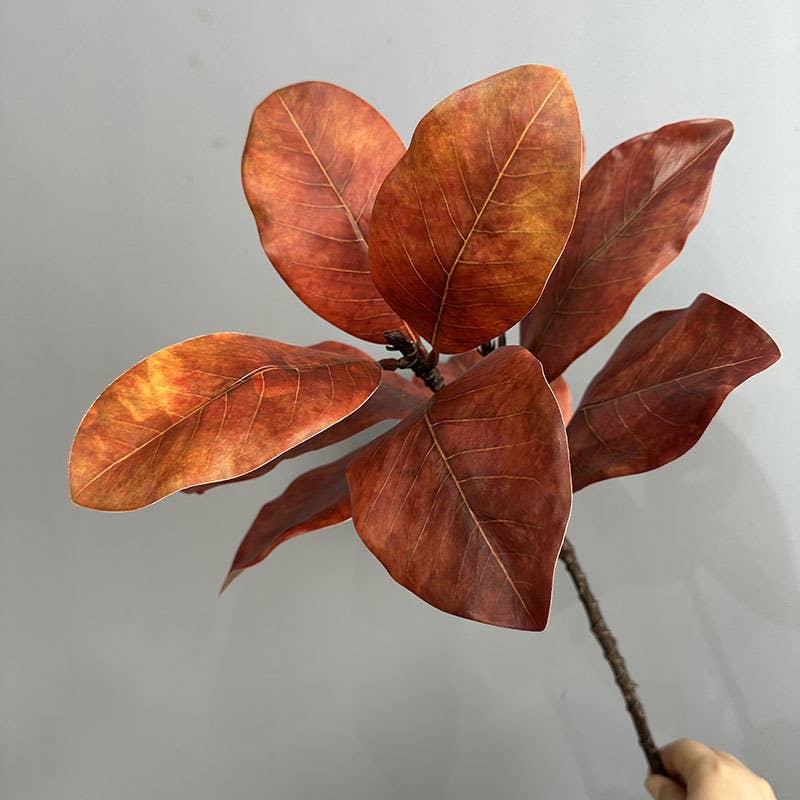 22''T Nature Touch Faux Magnolia Leaf Branch, Indoor/Ourdoor: Yellow