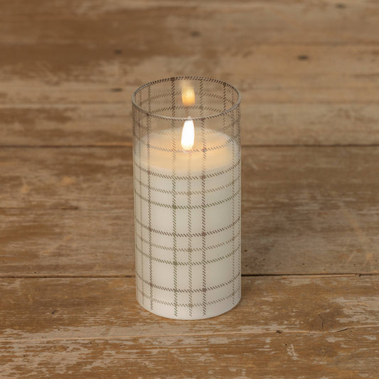 6" ANDRI PLAID GLASS 3D FLAME CANDLE         (25)