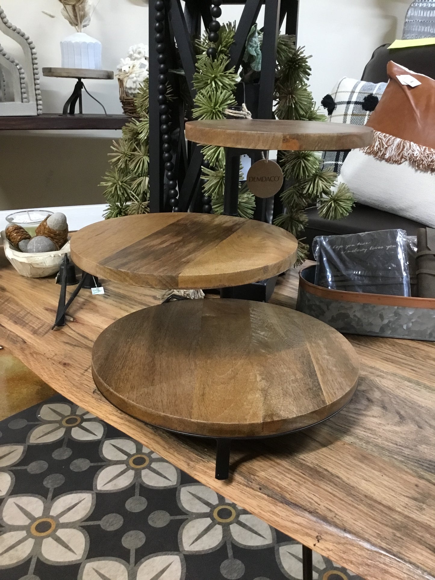 1004590098-DEM Wood 3 Tier Serving Stand