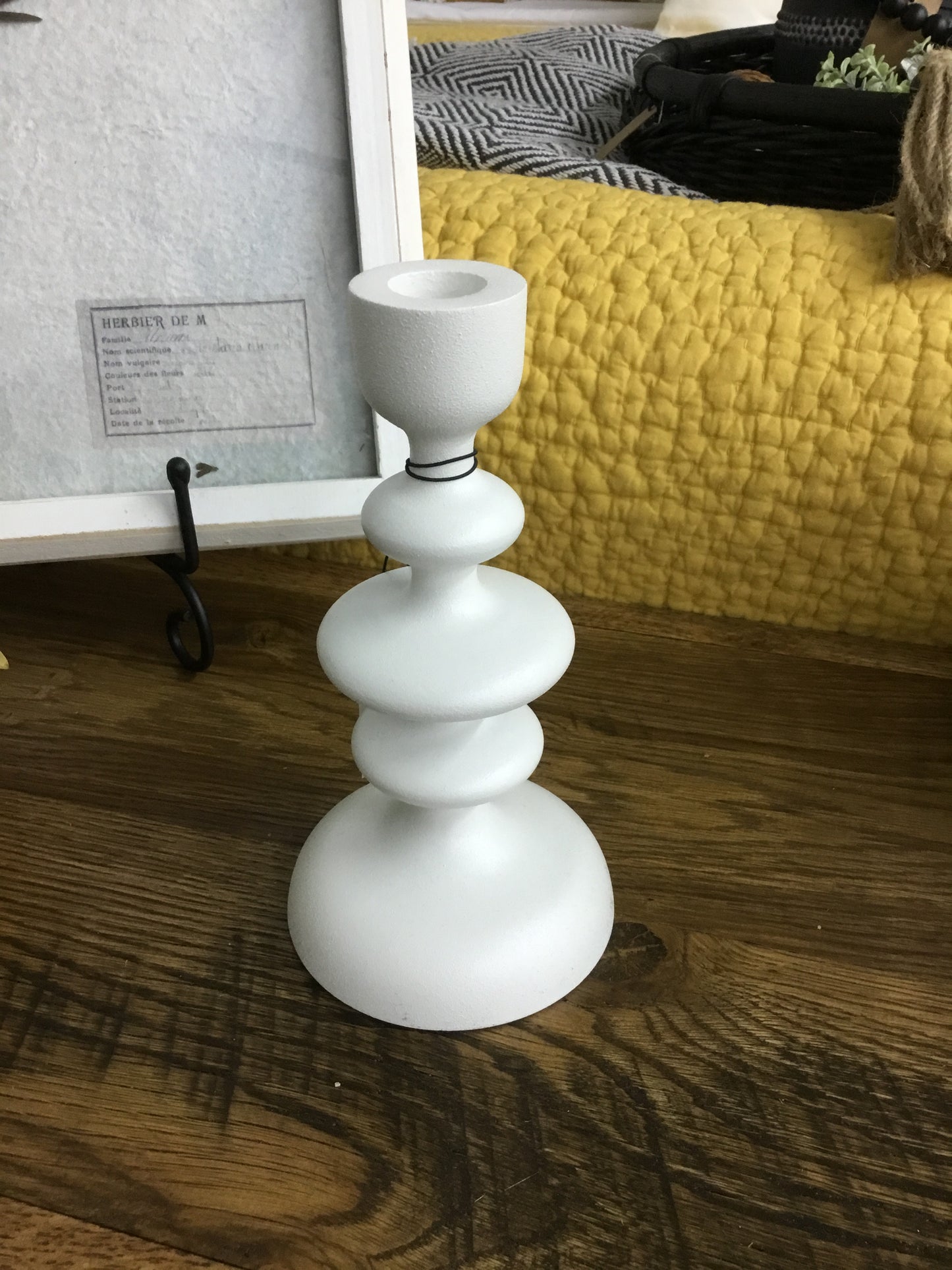 24055 White Aluminum Candle Holder small