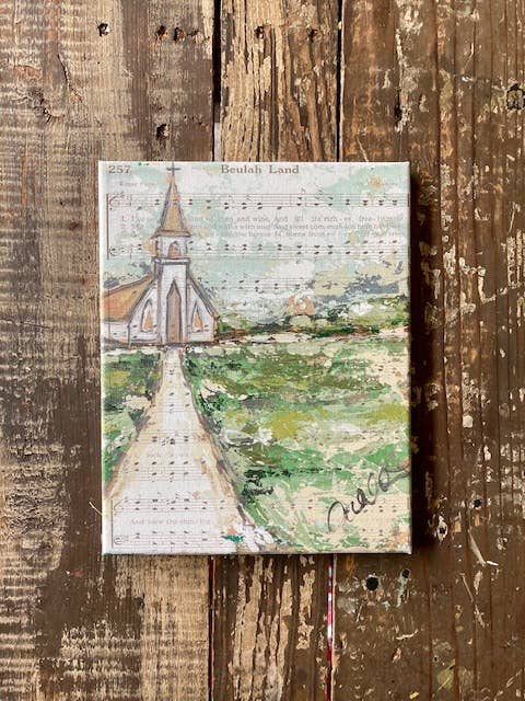 2135 hymn page art, hand painted church print, Christian gift