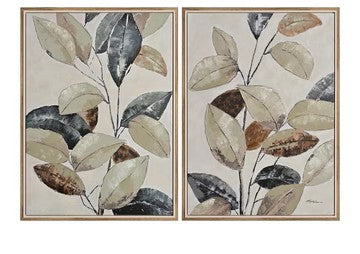 Taupe Leaves Framed Print        (25)