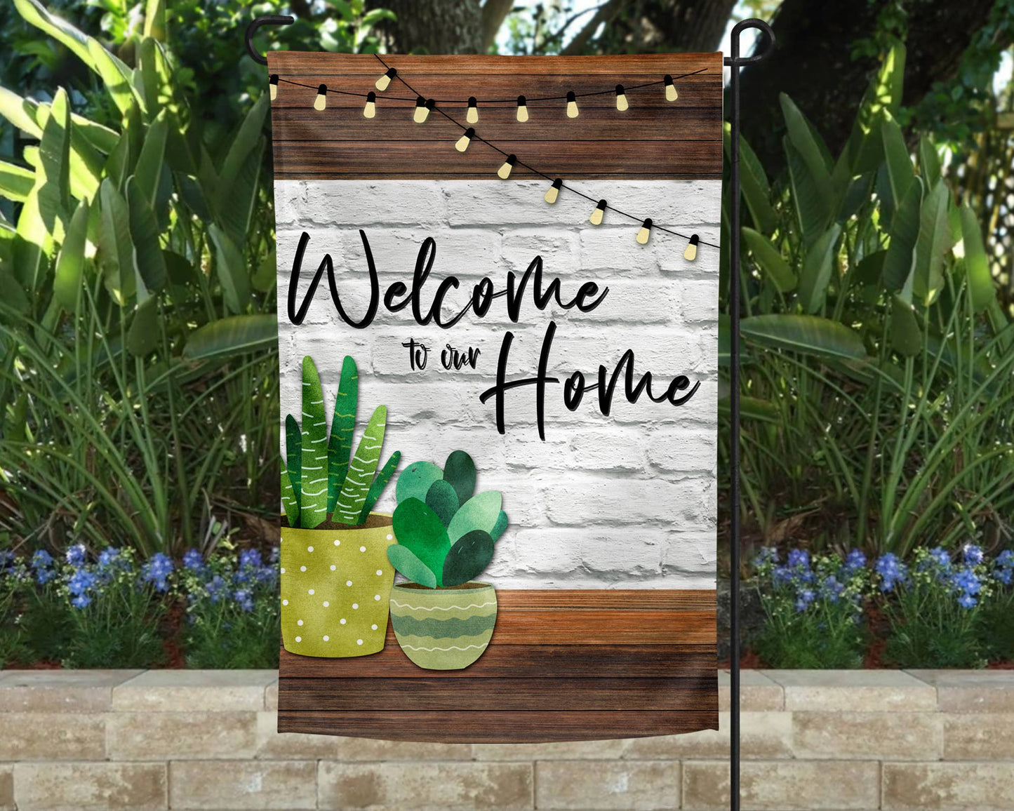 WHLP-FA Garden Flag - Welcome to Our Home Lights and Plants