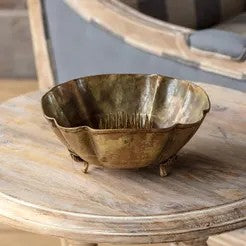 Antique Gold Bowl w Needle Point Frog    (25)
