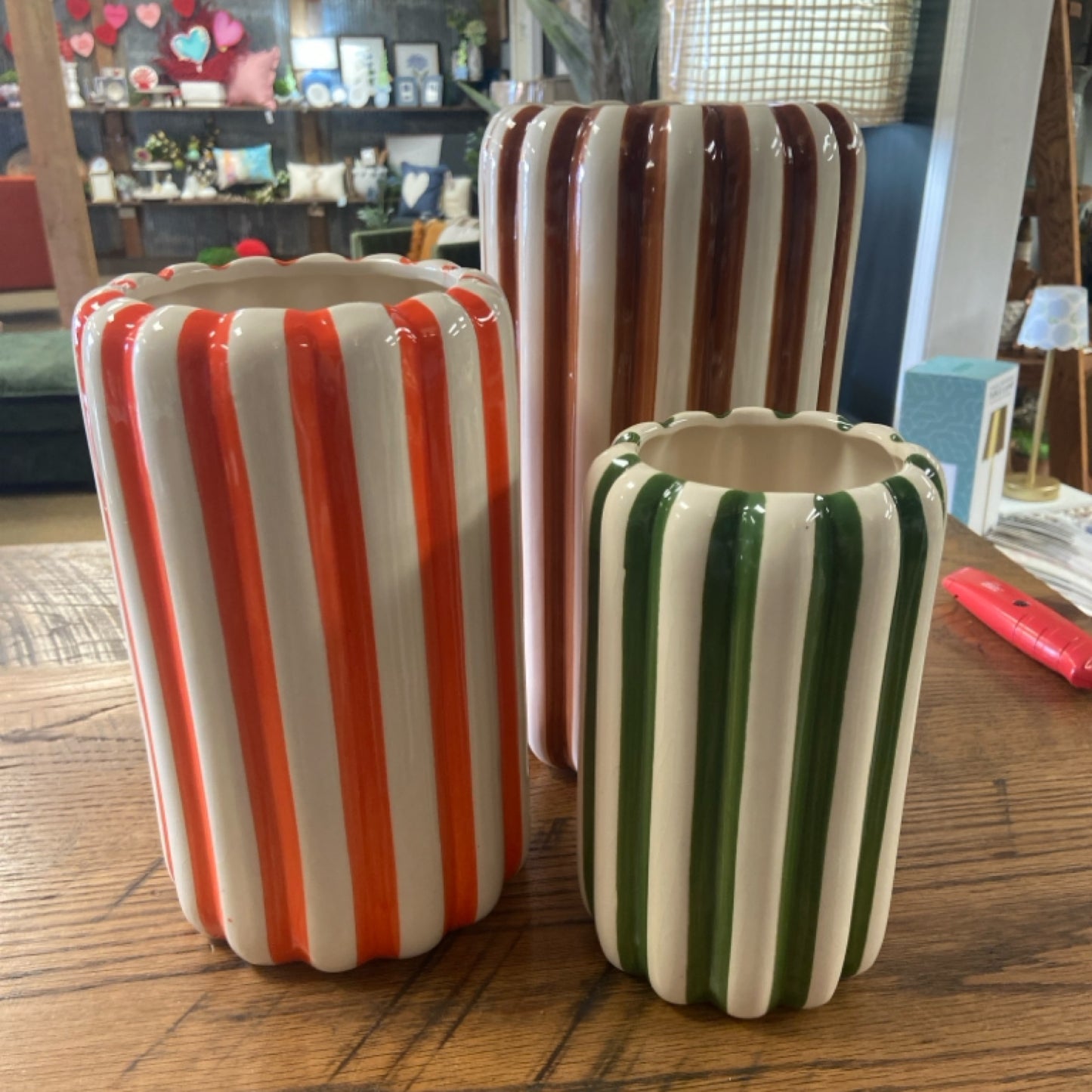 6 Ceramic vase w vertical stripes 3 sizes