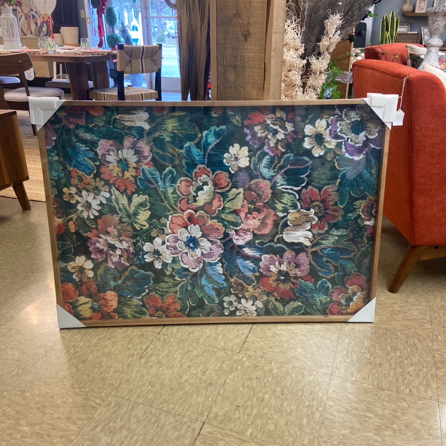 Framed printed paper floral