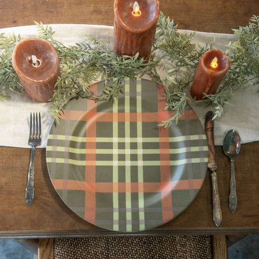 GREEN & ORANGE PLAID CHARGER                  (25)