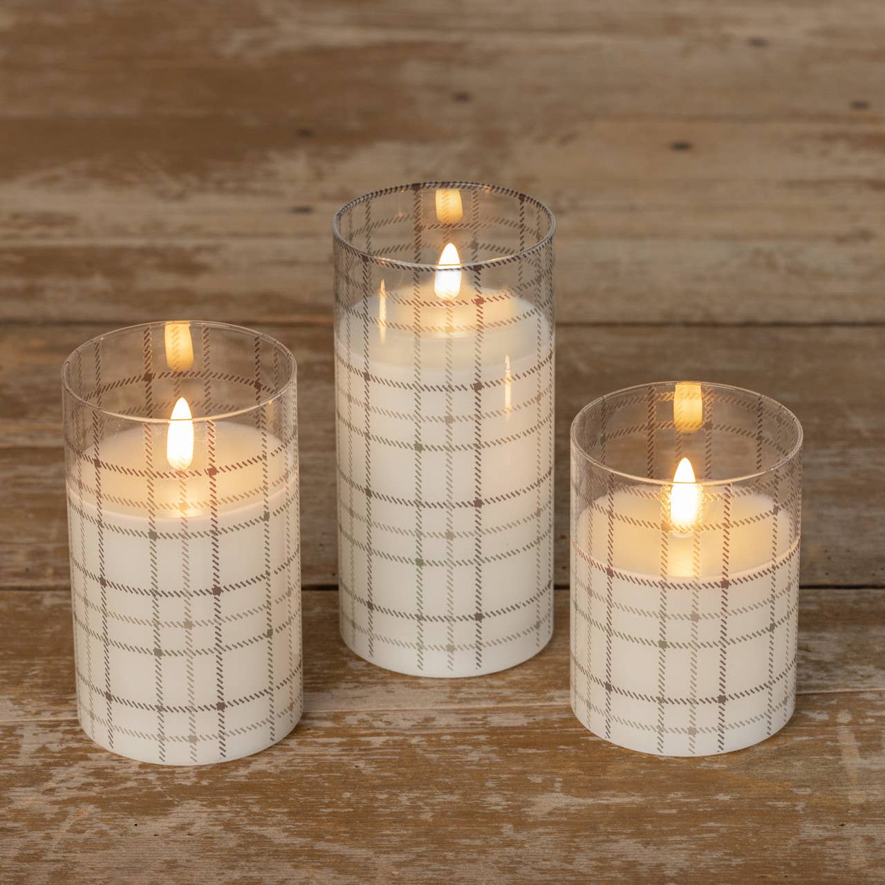 4" ANDRI PLAID GLASS 3D FLAME CANDLE          (25)