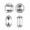 6 4-5" Silver Jewel Glitter Ornament