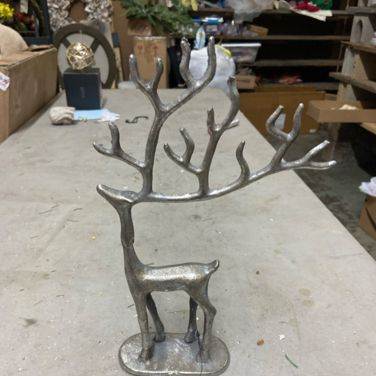 6 12.25" Metal Reindeer Pewter/Silver