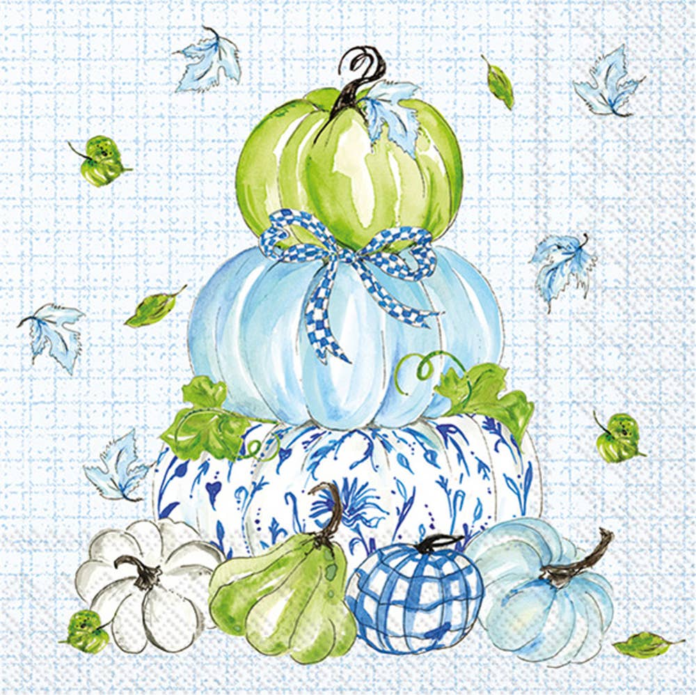 Paper Cocktail Napkin 20Ct Chinoiserie Stacked Pumpkins