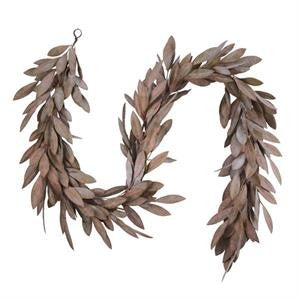 6 6' Washed Bay Leaf Garland.      (25)