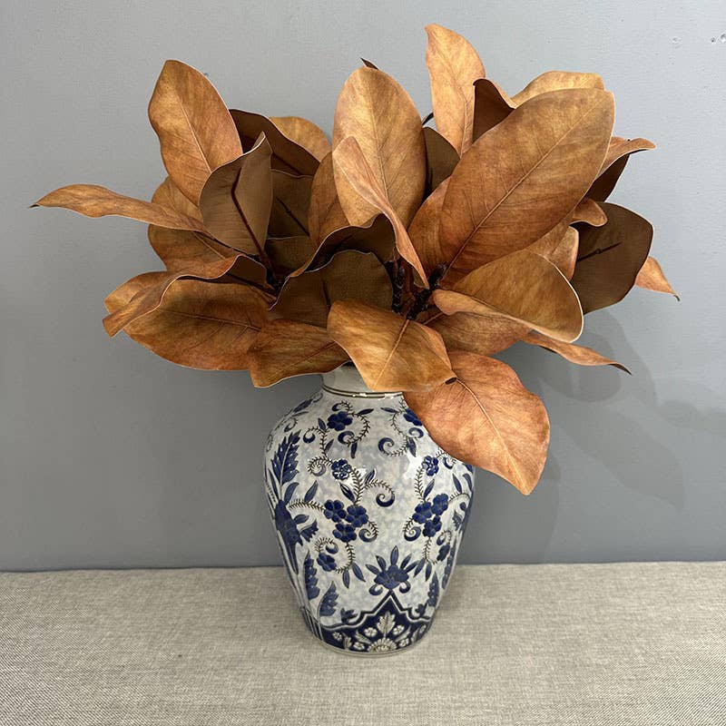 22''T Nature Touch Faux Magnolia Leaf Branch, Indoor/Ourdoor: Yellow