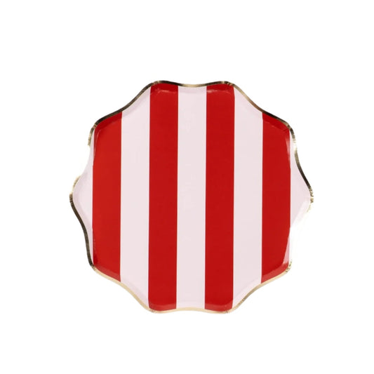 6  Red Holiday Stripes Dessert Plates