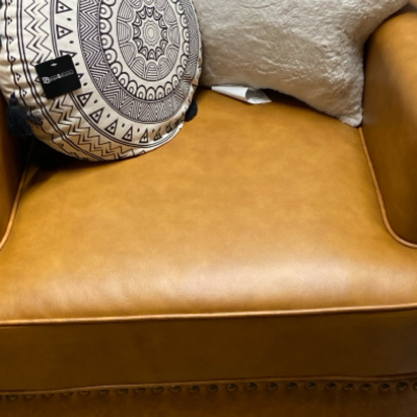 Genuine Leather Swivel Barrel Chair.    (25)