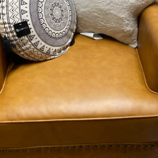Genuine Leather Swivel Barrel Chair.    (25)
