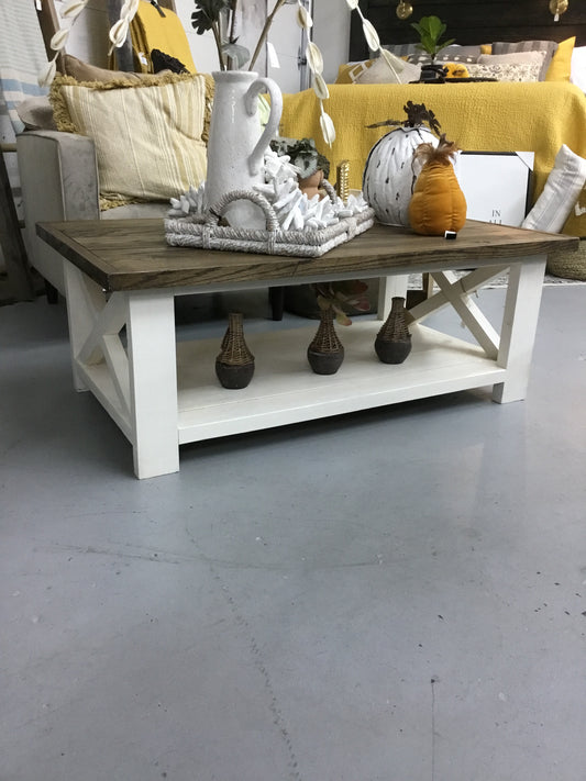 Coffee Table Oak Top X Brace