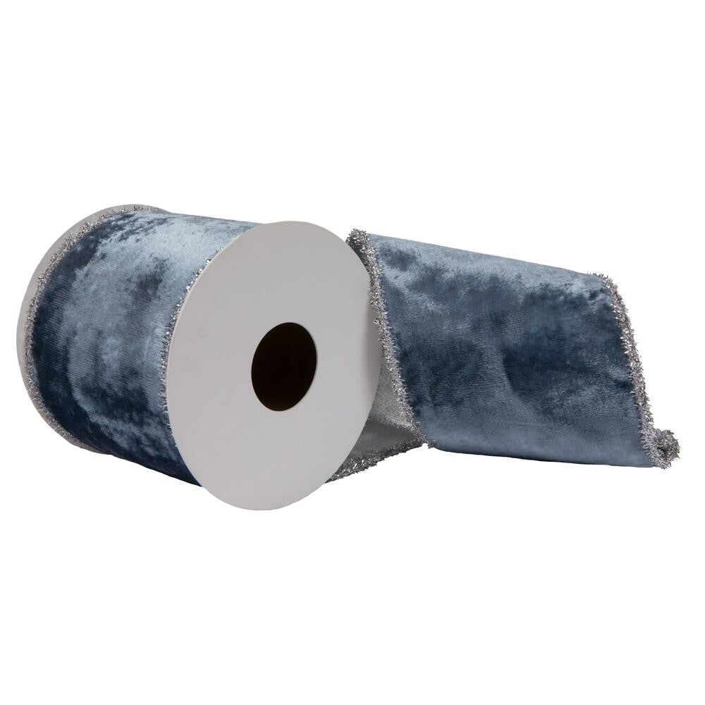 4" x 5Yards Turquoise Viscose Velvet Double Fused Ribbon