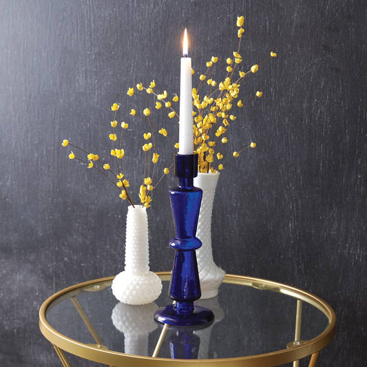 370789 Cobalt Blue Glass Taper Candle Holder.        (25)
