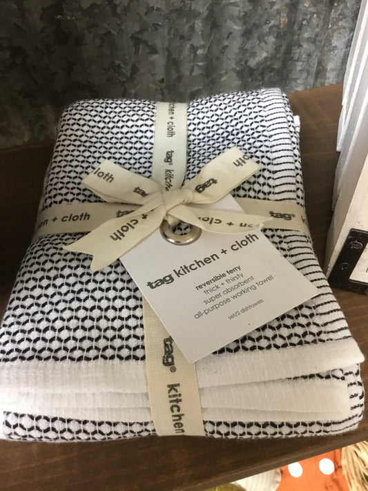 G12996 Terry Dishtowel Set/2 Black - Tag