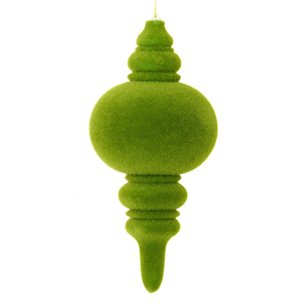 6 10" Green Flocked Finial Ornament