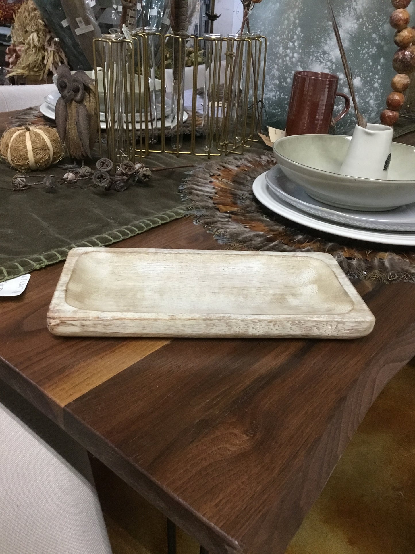 White washed Rectangular Tray-Rr