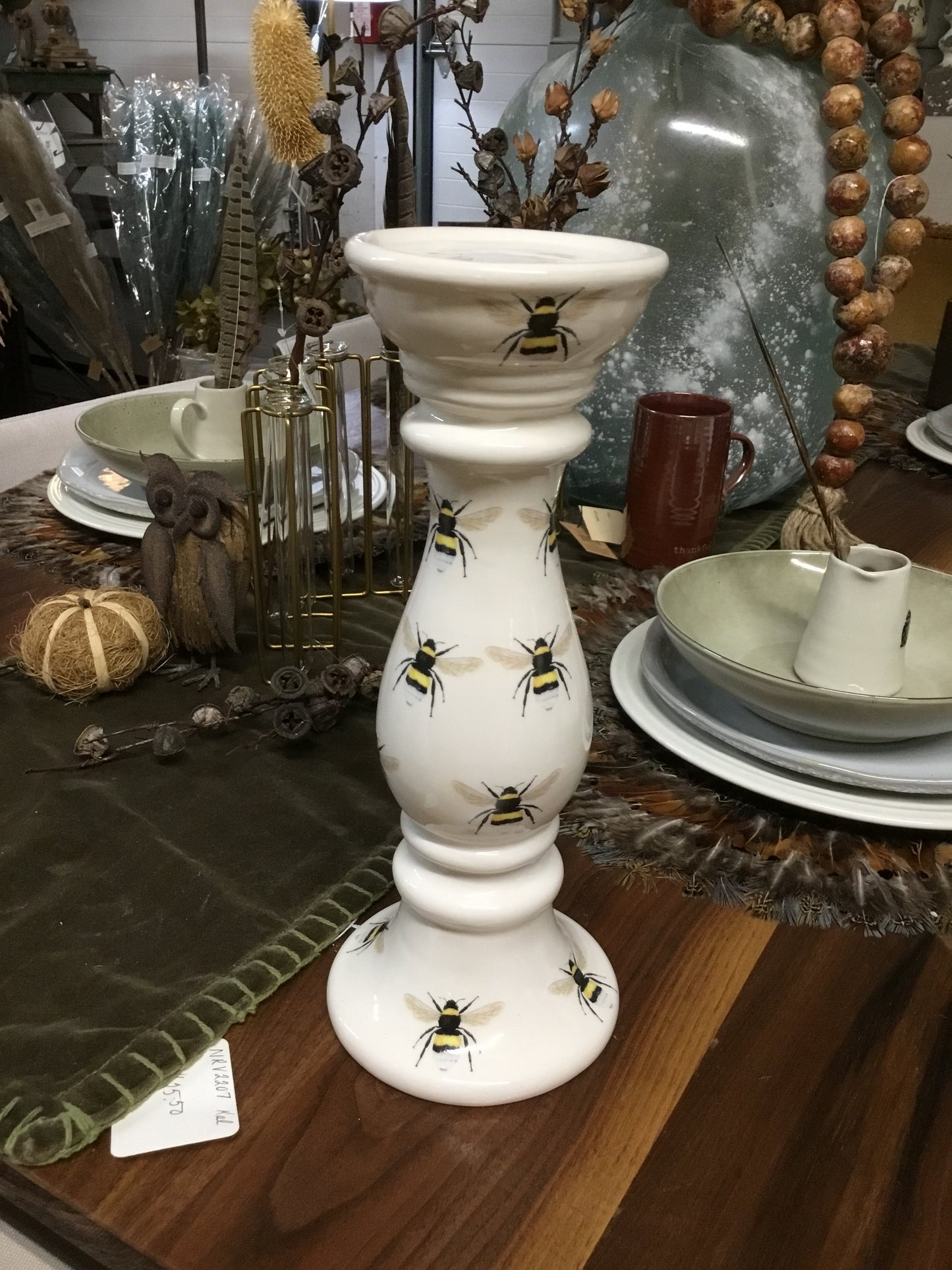 17253B-2 / 12 inch Candleholder w/Bee Decals