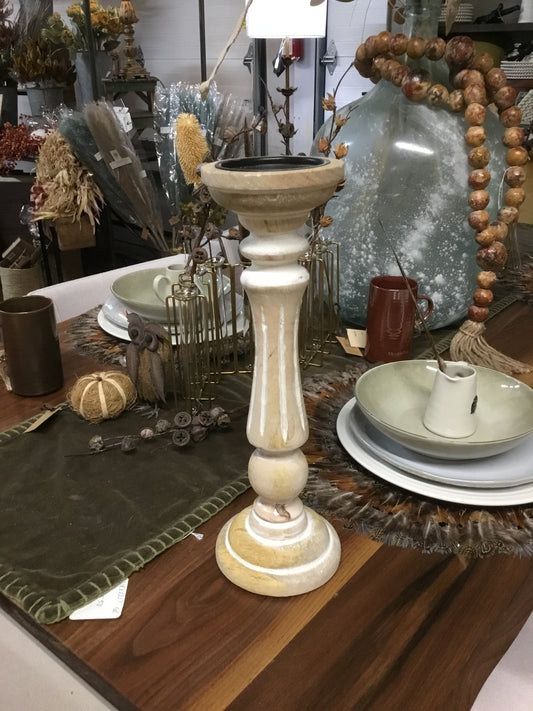 PDNE725 15" Wood Carved Candle Holder