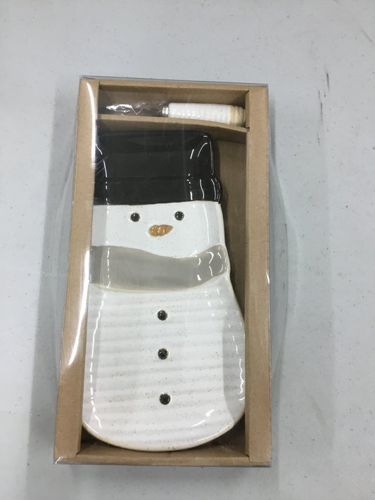 2020210407-DEM Snow Day Snowman Plate w Spreader Set