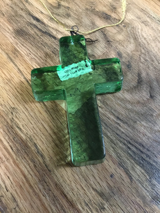 Recycled Glass Hanging Cross