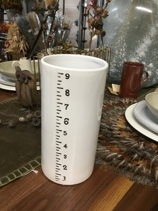 White Ruled Cylinder Vase Large