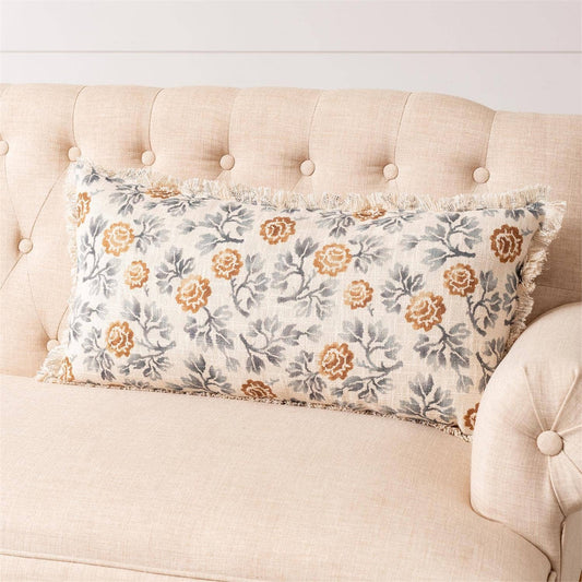 6 Lumbar Pillow - Blue Floral Motif       (25)