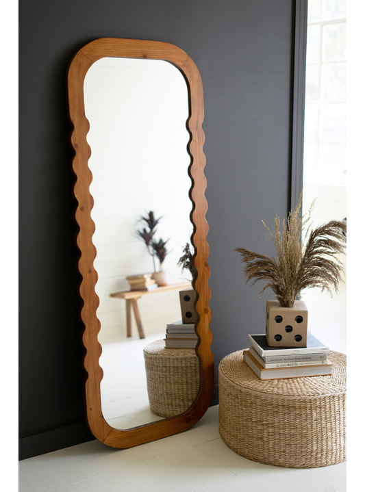 cmay1047 Natural wood framed full length mirror