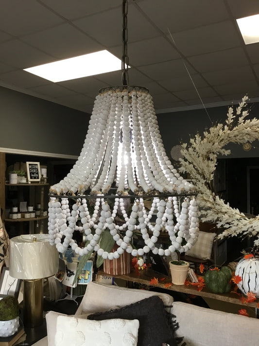 6 CLL2353-Kal Wood Beads Pendant Light, Over Dining Table