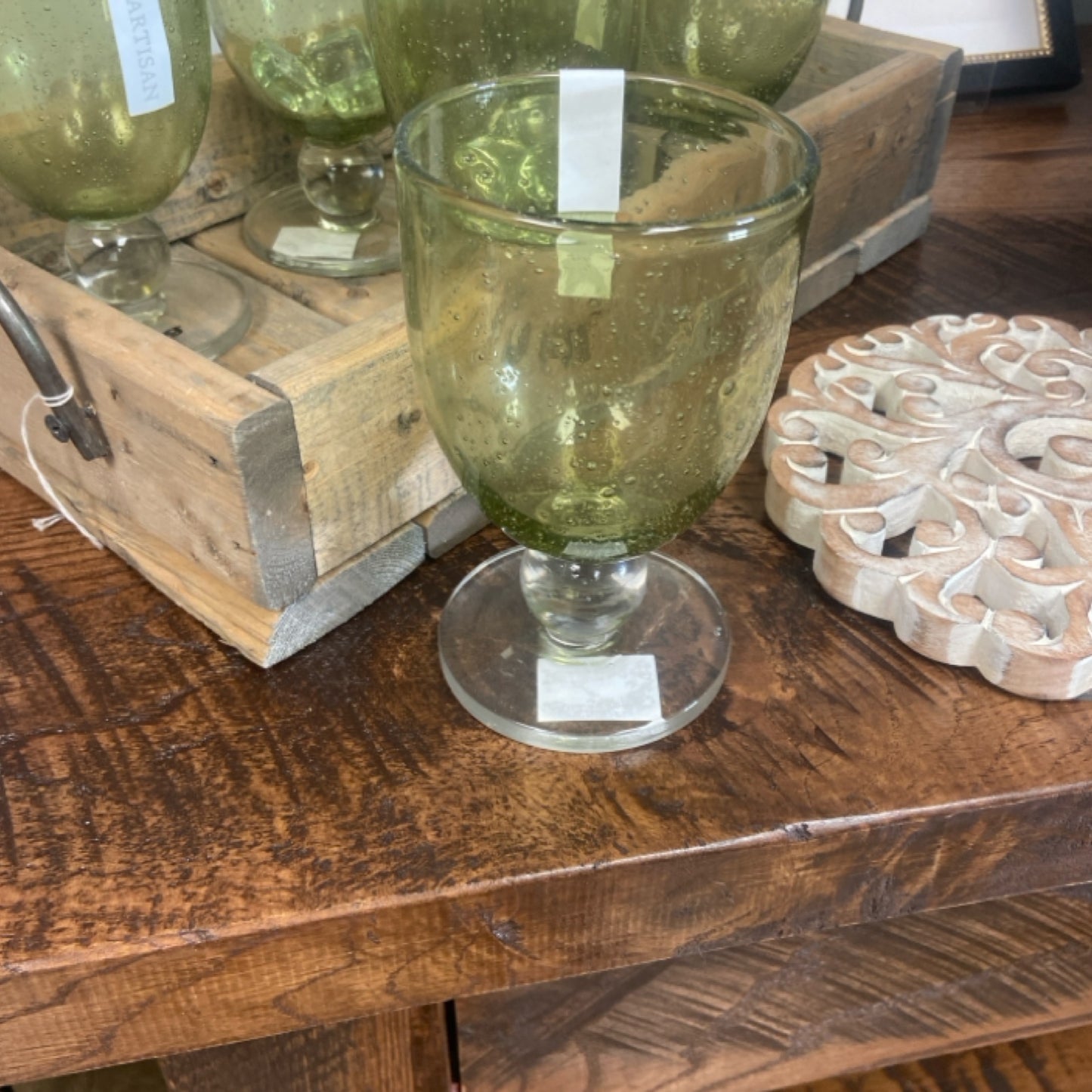 G09033 Bubble Glass Goblet foliage