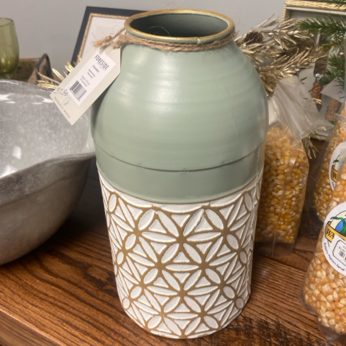 Modern Brass Vase Green-Foreside