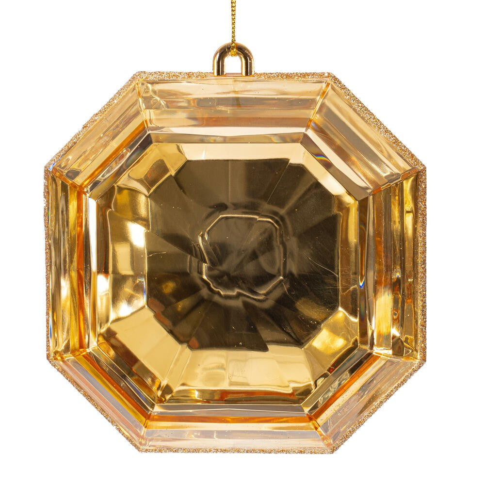 6 6" Square Champagne Jewel Glitter Ornament