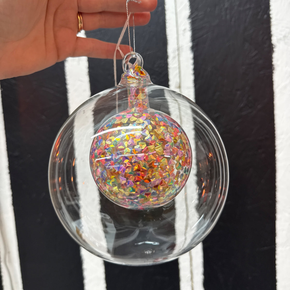 6 115023jm Double Glass Sequin Ornmt