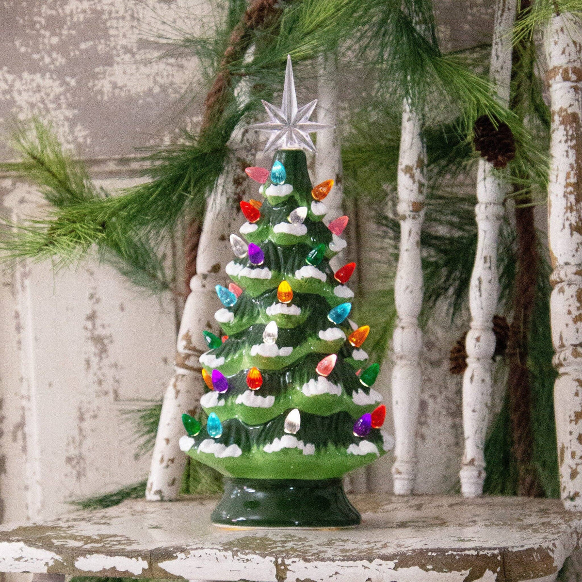 6 Ceramic Nostalgic Tree, Green (PC)