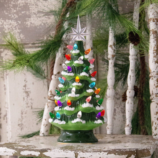 6 Ceramic Nostalgic Tree, Green (PC)
