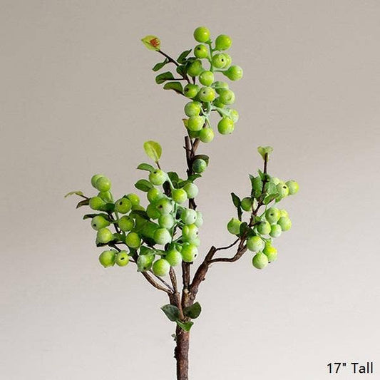 JH109 Artificial Fruit Artificial Berry Stem in Green 17" Tall