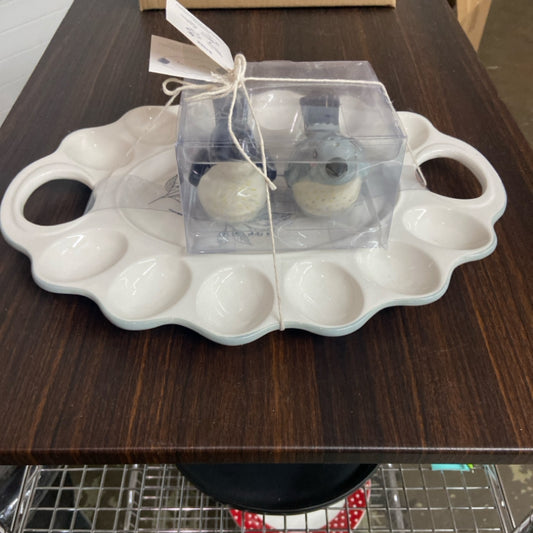 G15421 Songbirds Egg Platter Set W\ S&P Shakers