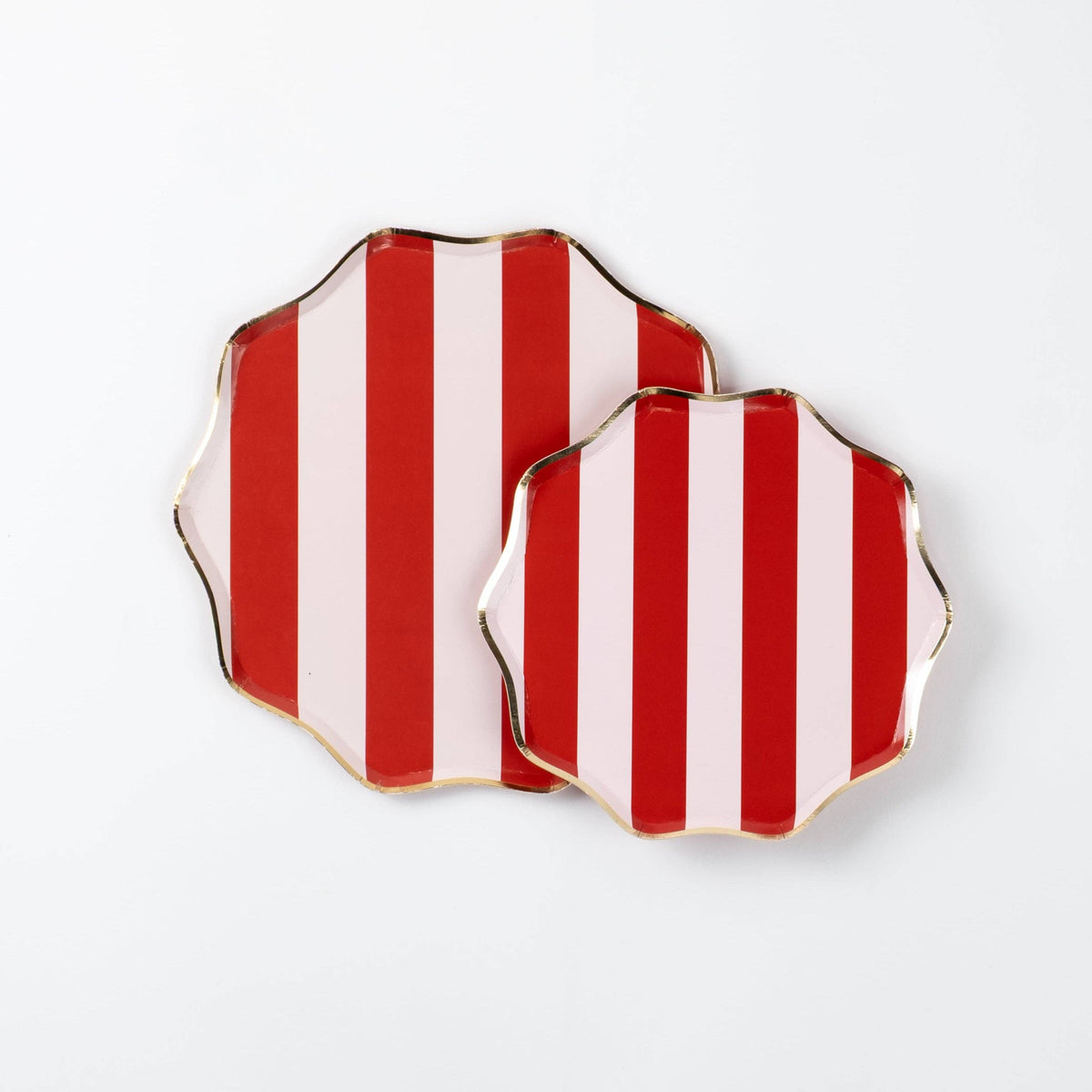 6  Red Holiday Stripes Dessert Plates