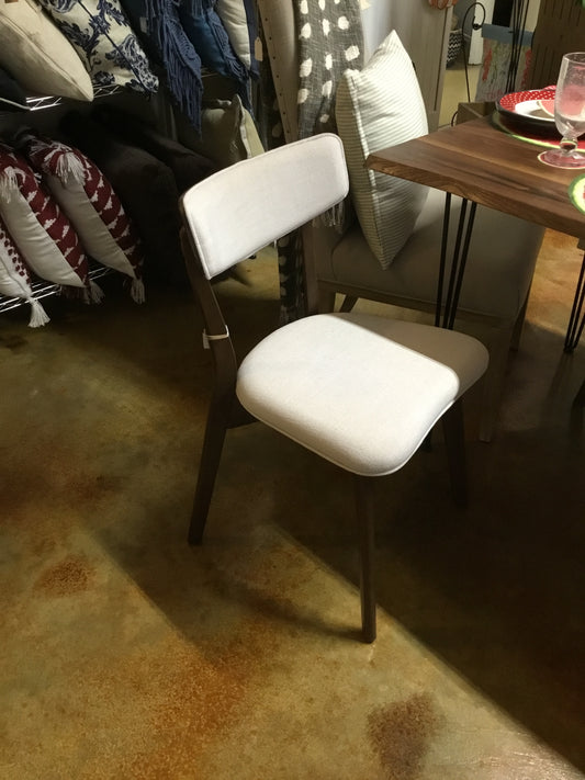 37421630-OS Upholstered Beige And Dark Wood Dining Chair