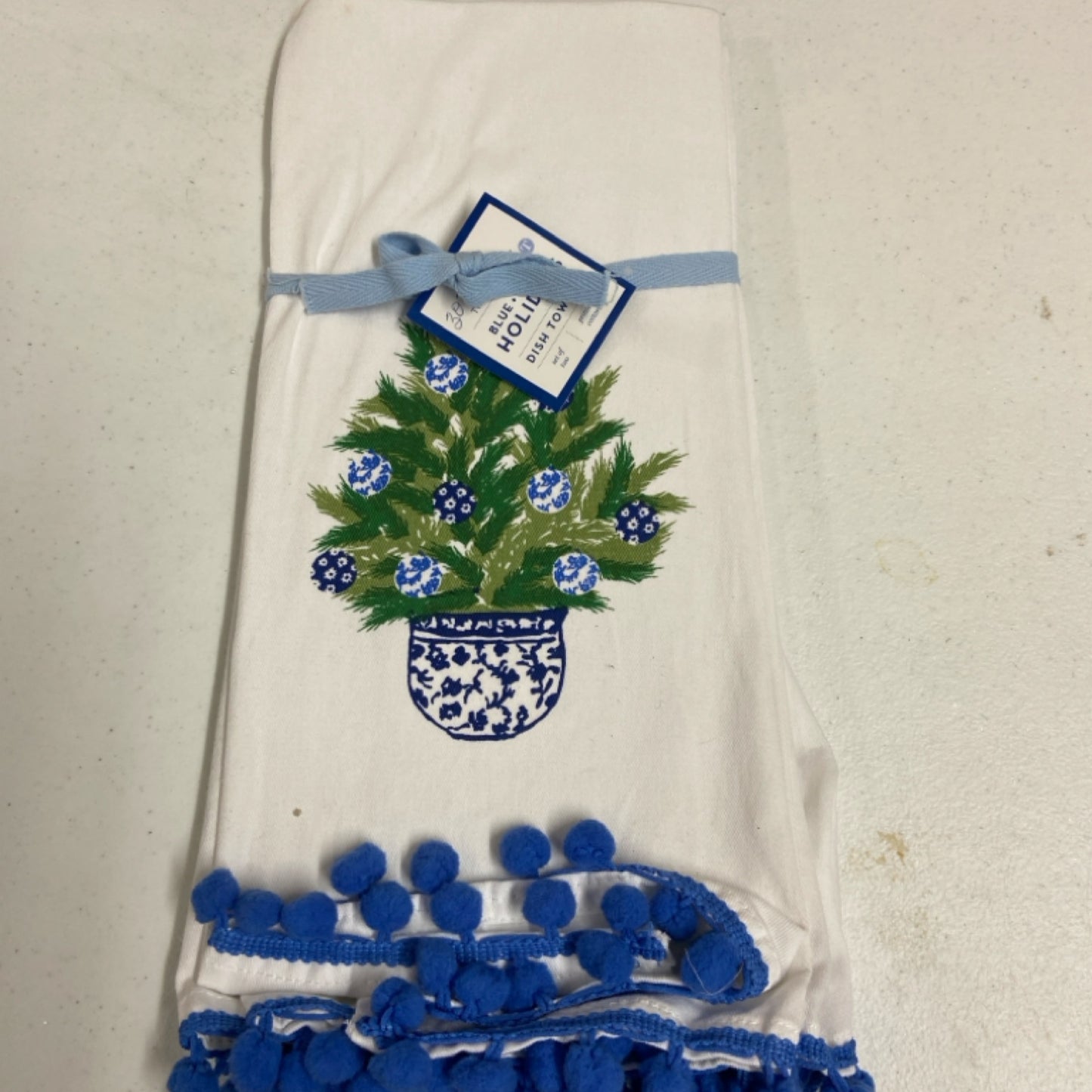 6 82052-TC Blue And White Dishtowel Set