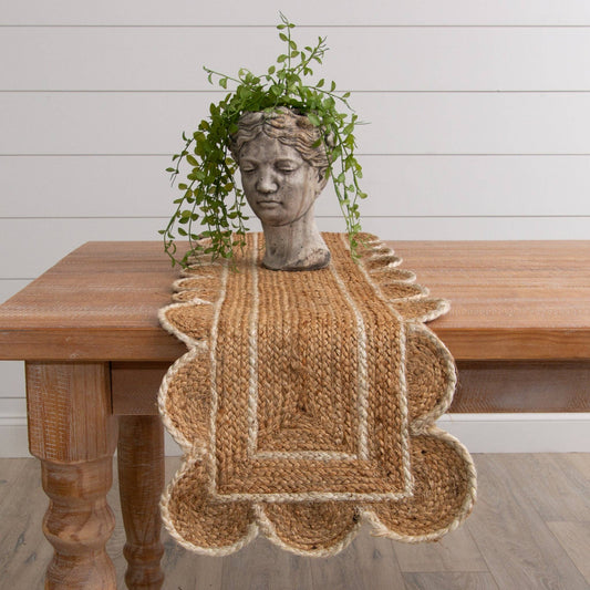 Handmade Scalloped Jute Table Runner (PC)         (25)