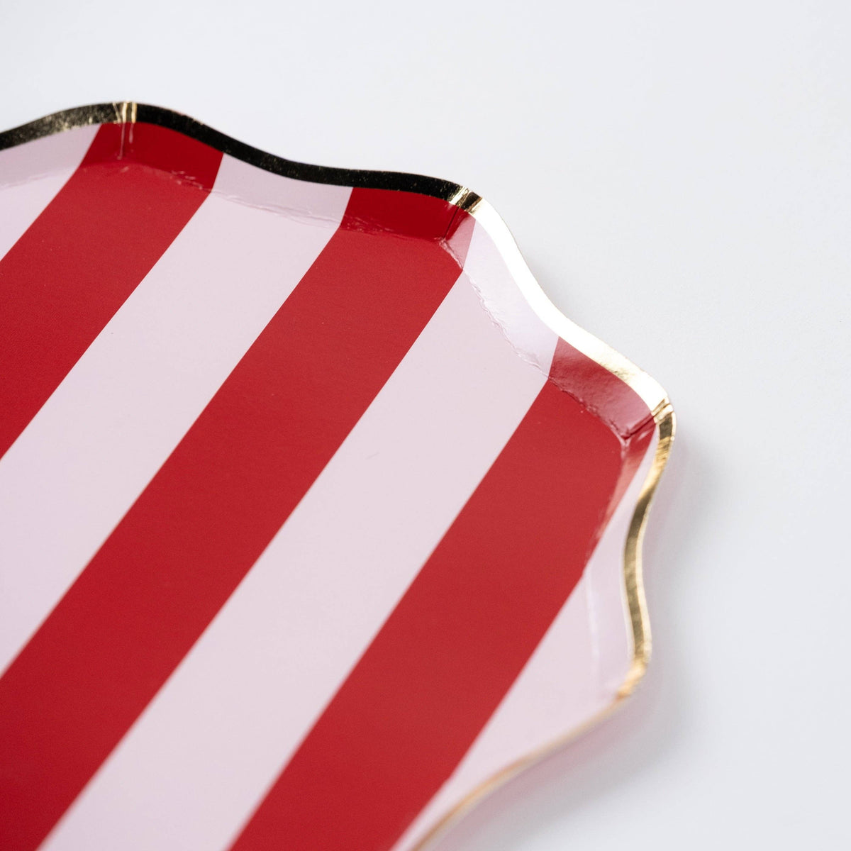 6  Red Holiday Stripes Dessert Plates