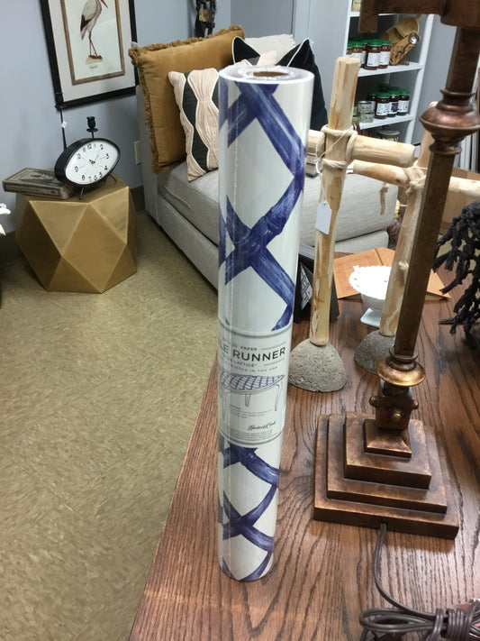 KP8010-HC Lattice Paper Table Runner Roll - Navy Blue Cross Check Pattern for Parties or Weddings