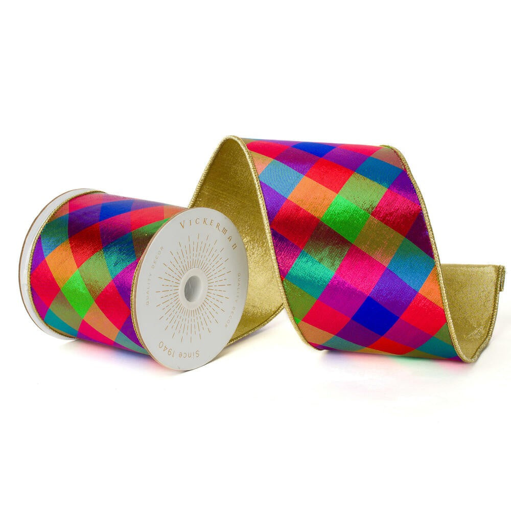 multicolor metallic diagonal ribbon v